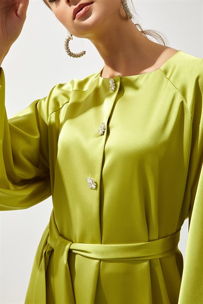ITALIAN SATIN ABAYA-PISTACHIO GREEN