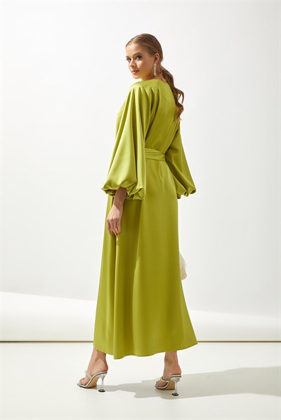 ITALIAN SATIN ABAYA-PISTACHIO GREEN