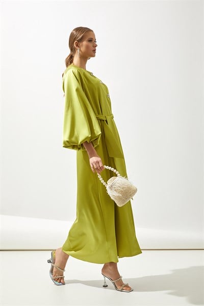 ITALIAN SATIN ABAYA-PISTACHIO GREEN