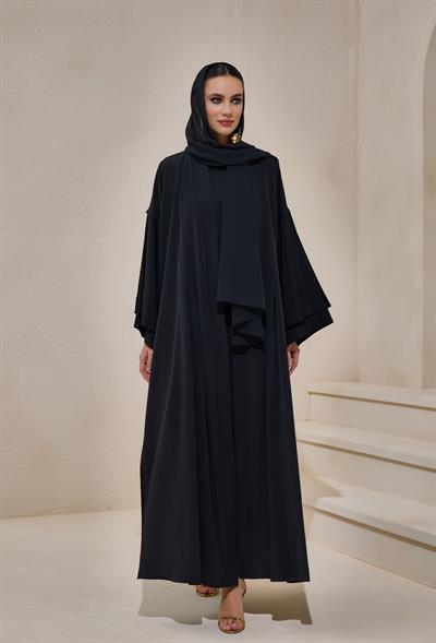 LAİLA CREPE ABAYA SET BLACK