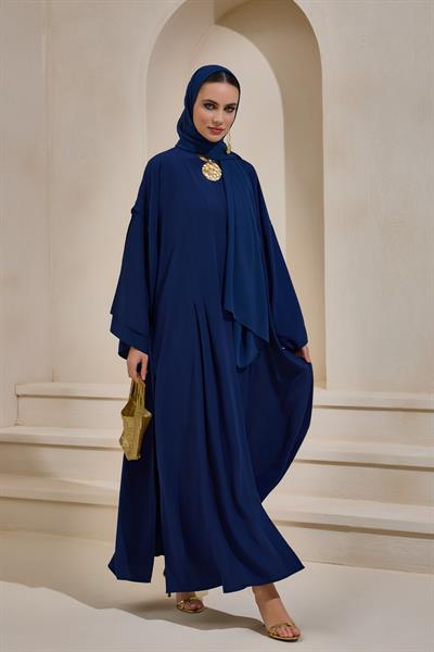 LAİLA CREPE ABAYA SET NAVY BLUE