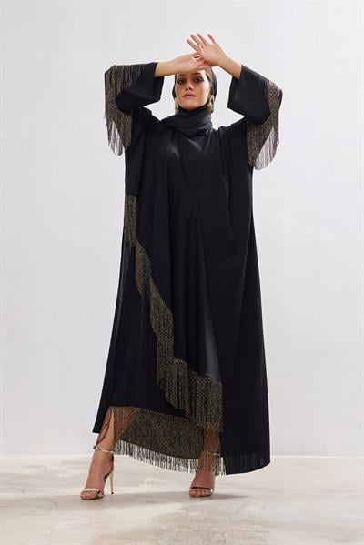 Lilas Abaya Dress Set - BLACK