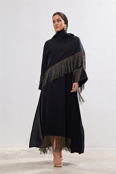Lilas Abaya Dress Set - BLACK