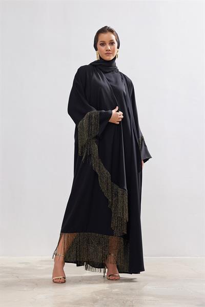 Lilas Abaya Dress Set - BLACK
