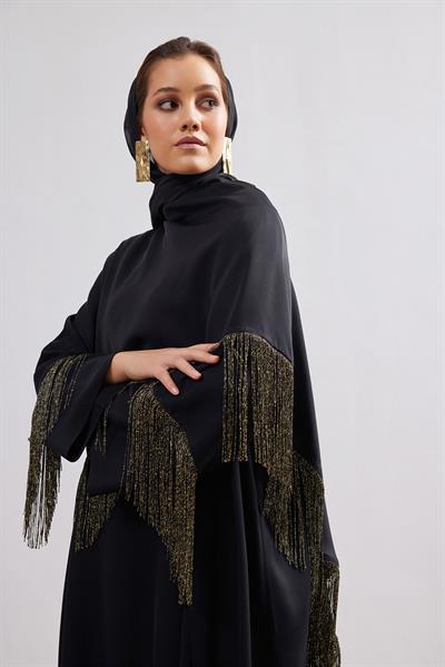 Lilas Abaya Dress Set - BLACK