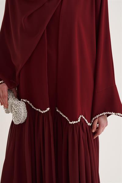 LINA CRYSTAL ABAYA & SCARF-BURGUNDY