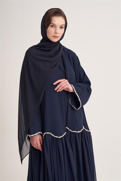 LINA CRYSTAL ABAYA & SCARF-NAVY BLUE
