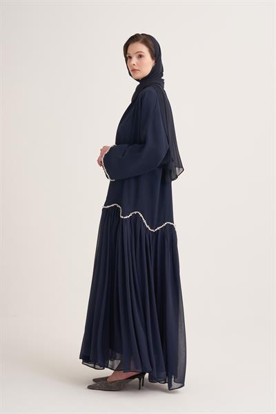 LINA CRYSTAL ABAYA & SCARF-NAVY BLUE