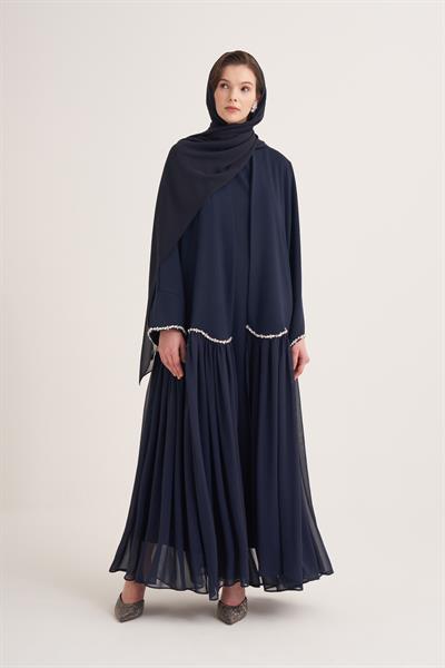 LINA CRYSTAL ABAYA & SCARF-NAVY BLUE