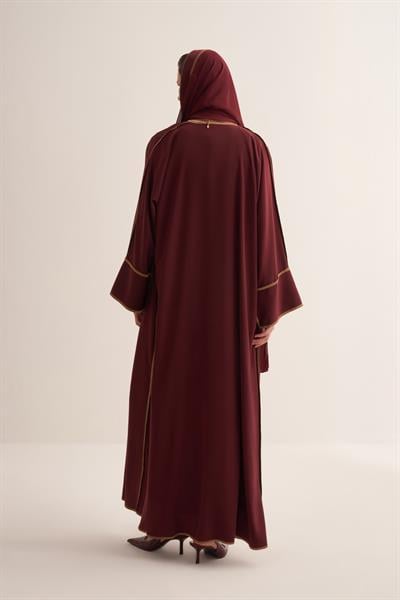 Line Abaya Dress Set Burgundy