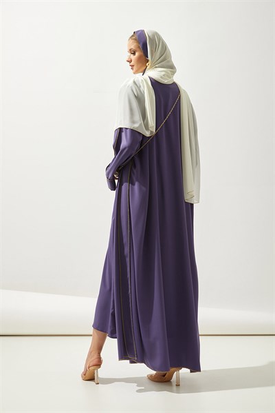 LINE ABAYA DRESS SHAWL 3 PIECE SET- LILAC