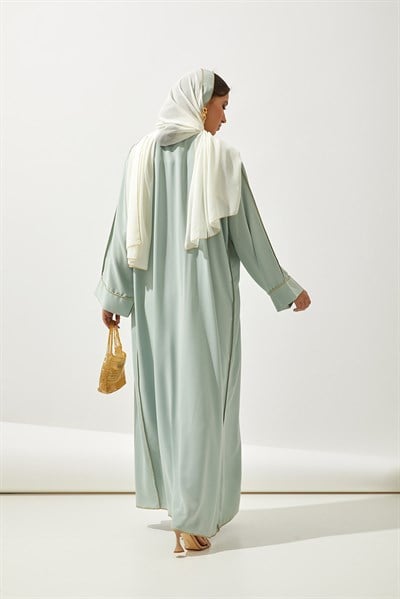 LINE ABAYA DRESS SHAWL 3 PIECE SET -MINT