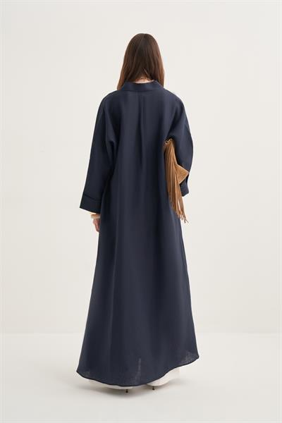 LINEN ABAYA DARK NAVY