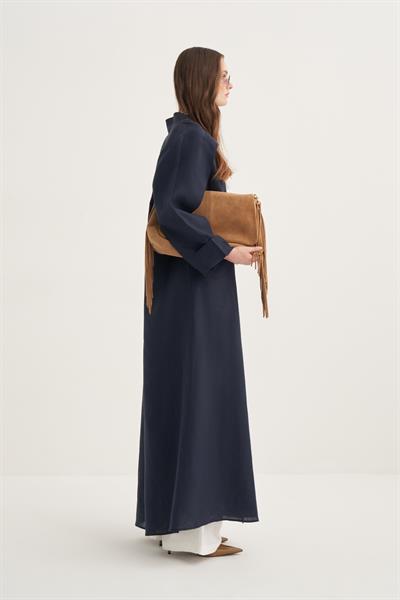 LINEN ABAYA DARK NAVY