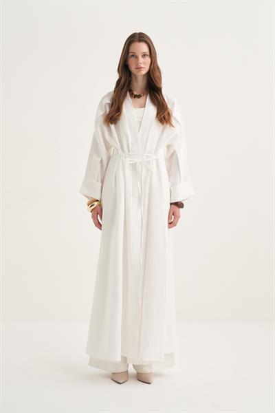 LINEN ABAYA WHITE