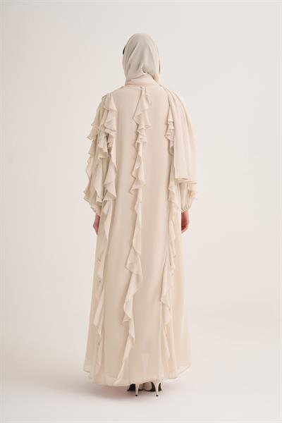 LOLA ABAYA & SCARF-GREEN-BEIGE