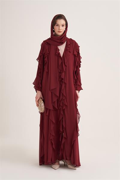 LOLA ABAYA & SCARF-BURGUNDY