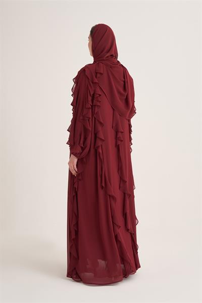 LOLA ABAYA & SCARF-BURGUNDY