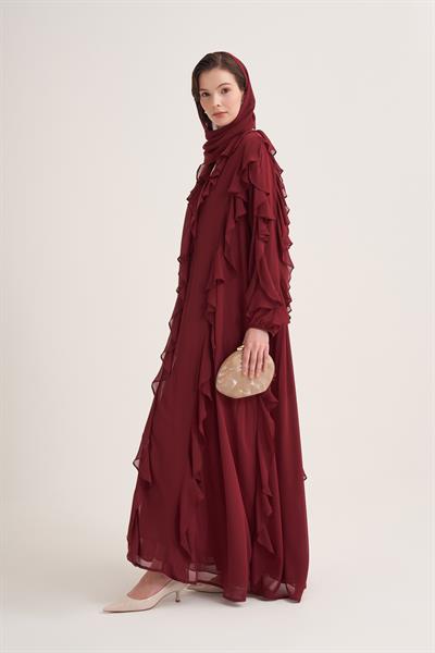 LOLA ABAYA & SCARF-BURGUNDY