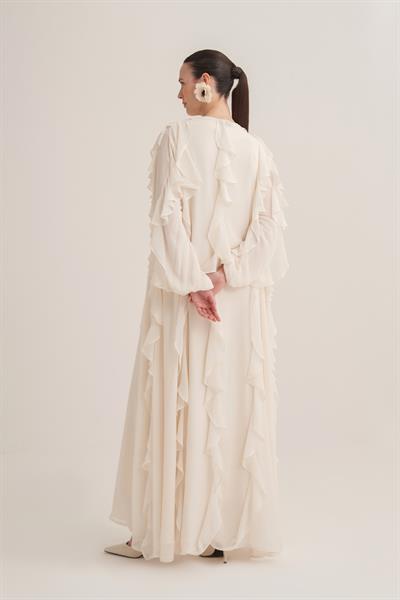 LOLA ABAYA & SCARF-CREAM
