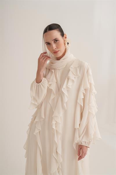 LOLA ABAYA & SCARF-CREAM