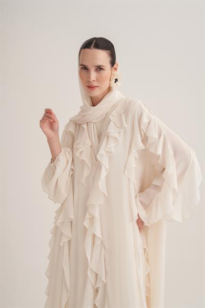LOLA ABAYA & SCARF-CREAM
