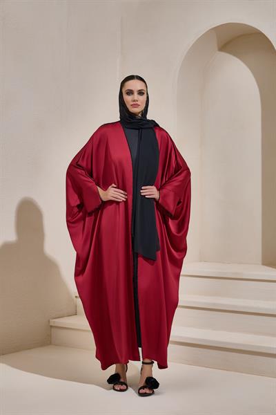 LUXURY SATIN ABAYA BURGUNDY