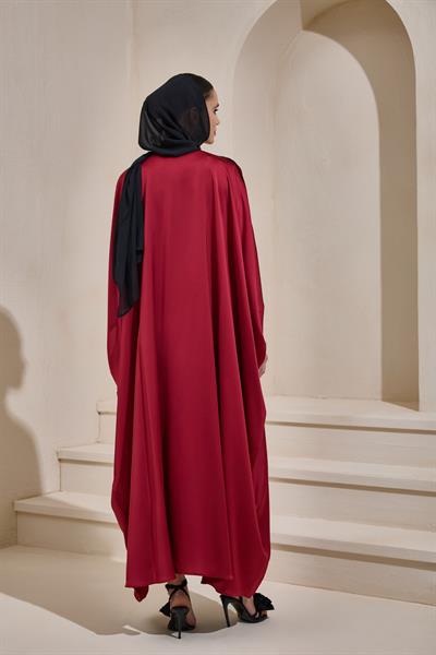 LUXURY SATIN ABAYA BURGUNDY