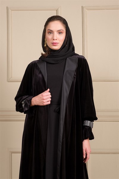 MANŞET DETAY KADİFE ABAYA