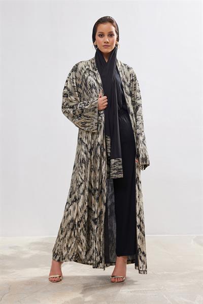 Metallic Touch Abaya - GOLD-BLACK