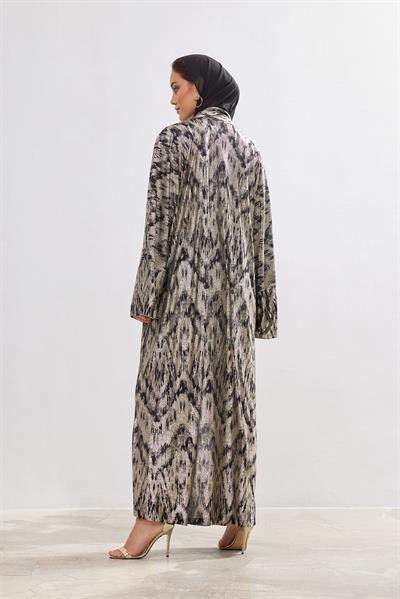 Metallic Touch Abaya - GOLD-BLACK