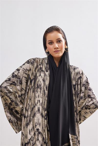 Metallic Touch Abaya - GOLD-BLACK