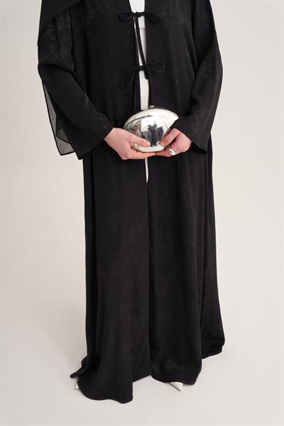 MILA LINEN MIX ABAYA & SCARF-BLACK