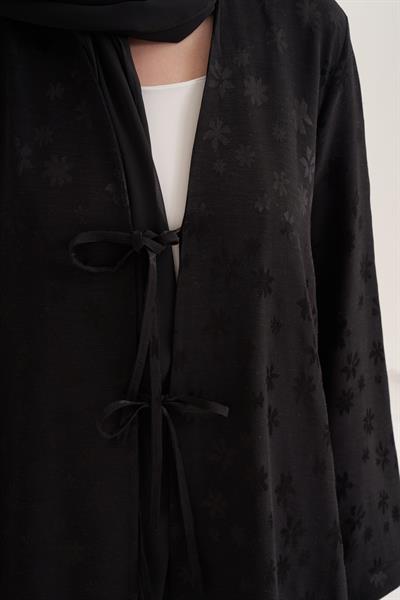 MILA LINEN MIX ABAYA & SCARF-BLACK