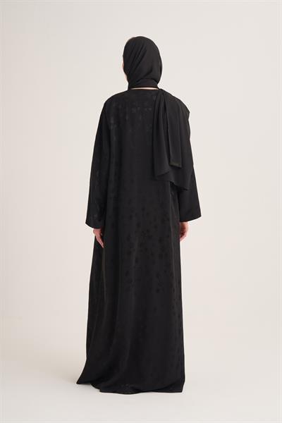 MILA LINEN MIX ABAYA & SCARF-BLACK
