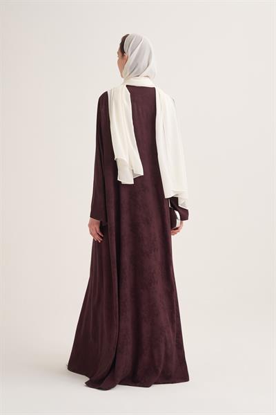 MILA LINEN MIX ABAYA & SCARF-BURGUNDY