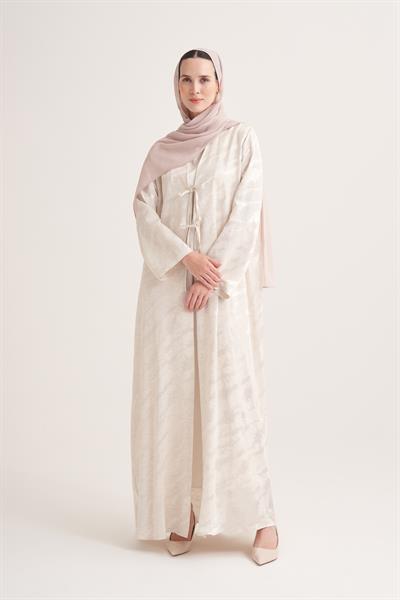 MILA LINEN MIX ABAYA & SCARF-CREAM