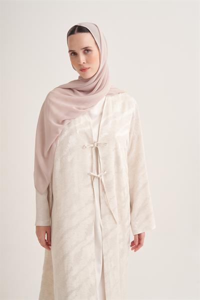 MILA LINEN MIX ABAYA & SCARF-CREAM
