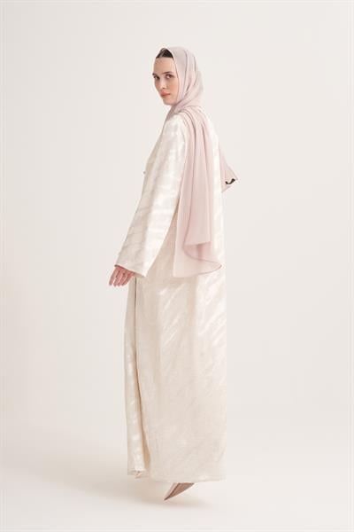 MILA LINEN MIX ABAYA & SCARF-CREAM