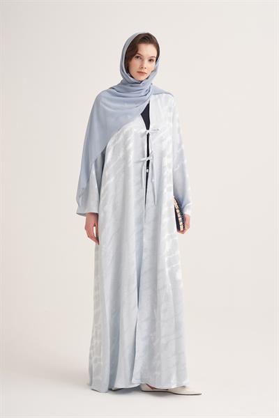 MILA LINEN MIX ABAYA & SCARF-LIGHT BLUE