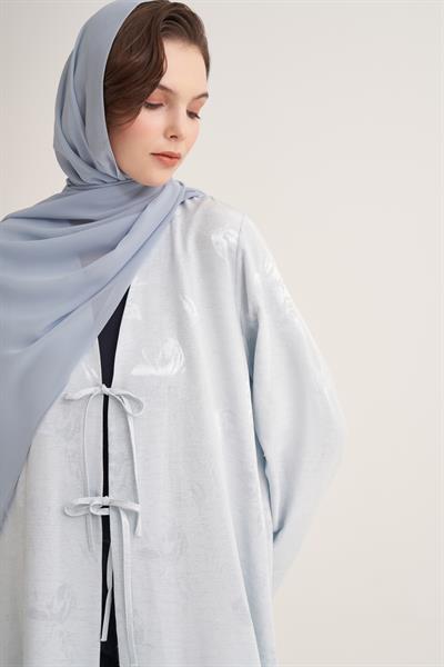 MILA LINEN MIX ABAYA & SCARF-LIGHT BLUE