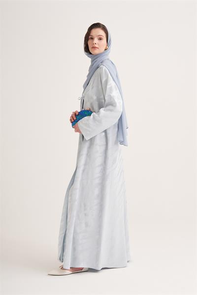 MILA LINEN MIX ABAYA & SCARF-LIGHT BLUE