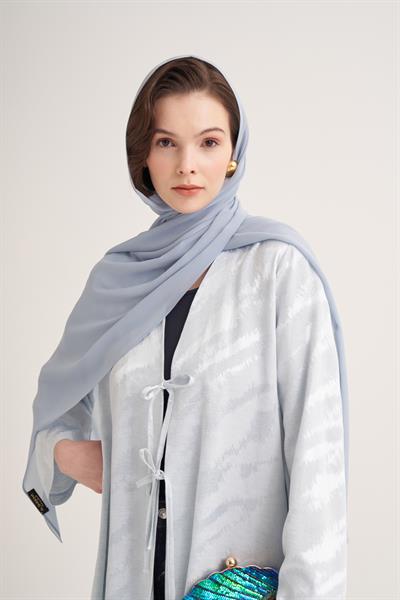MILA LINEN MIX ABAYA & SCARF-LIGHT BLUE