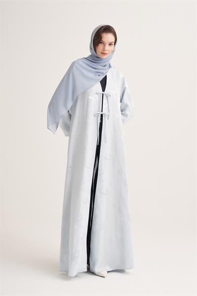 MILA LINEN MIX ABAYA & SCARF-LIGHT BLUE