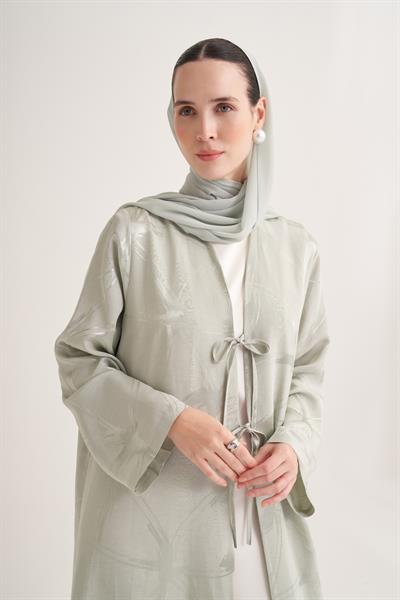 MILA LINEN MIX ABAYA & SCARF-MINT