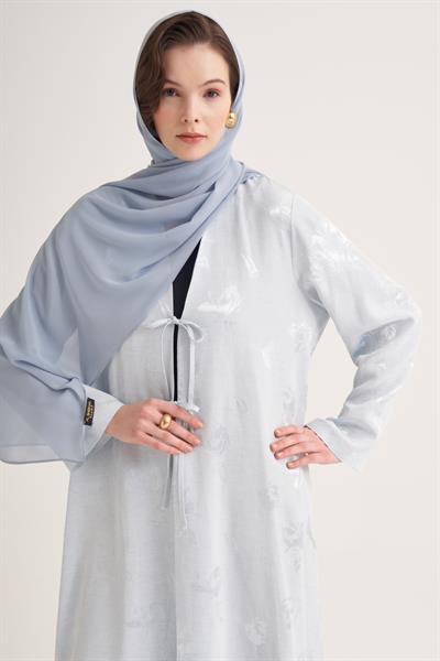 MILA LINEN MIX ABAYA & SCARF-NAVY BLUE