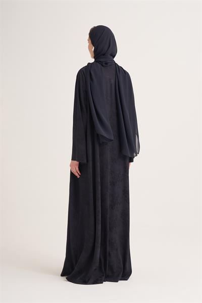 MILA LINEN MIX ABAYA & SCARF-BLACK