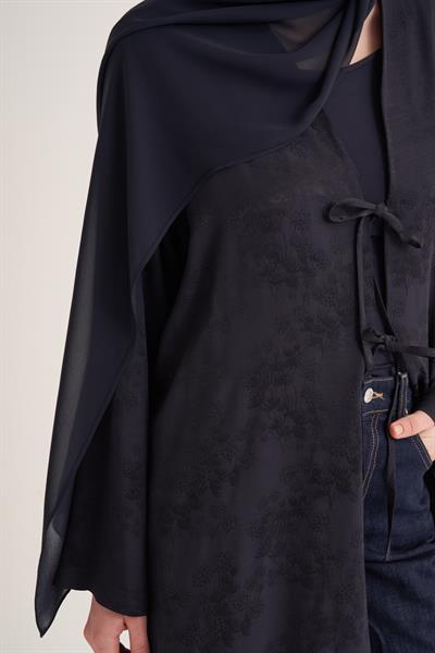 MILA LINEN MIX ABAYA & SCARF-BLACK