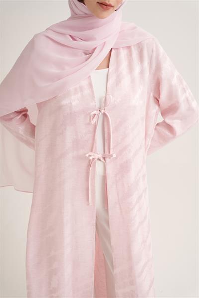 MILA LINEN MIX ABAYA & SCARF-PINK