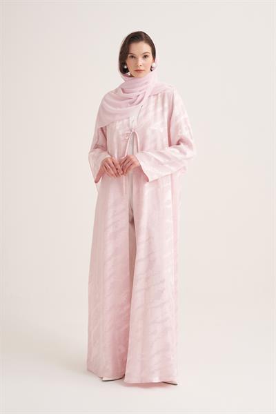 MILA LINEN MIX ABAYA & SCARF-PINK